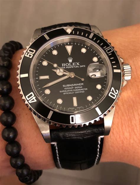 black leather strap rolex|best leather strap for rolex.